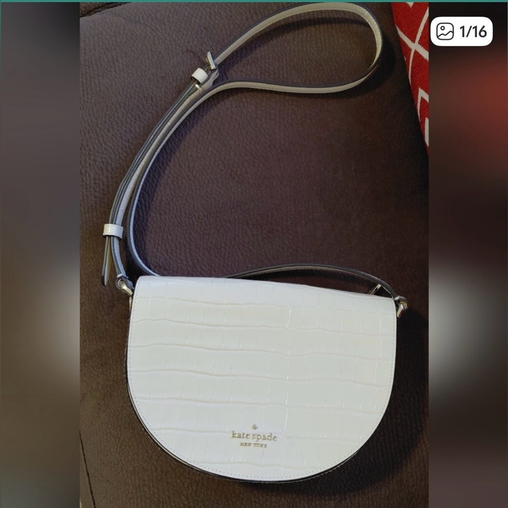 Kate Spade New York Luna Crescent Crossbody crafted from croc-embossed leather